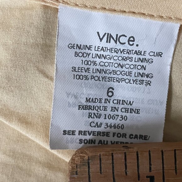 Vince Buttermilk Yellow Leather Blazer Jacket -Size 6 - Picture 7 of 11